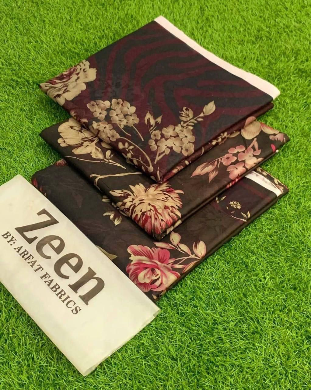 Zeen unstitched lawn 3 pc