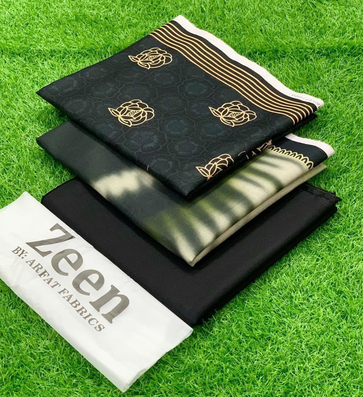 Zeen unstitched lawn 3 pc