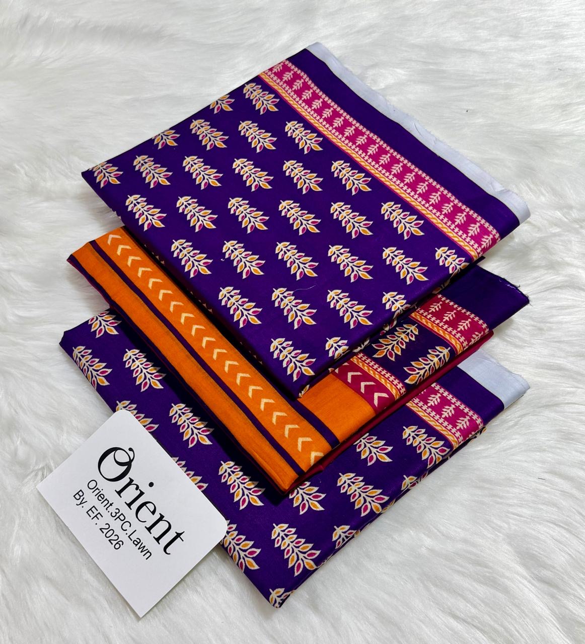 Orient unstitched lawn 3 pc