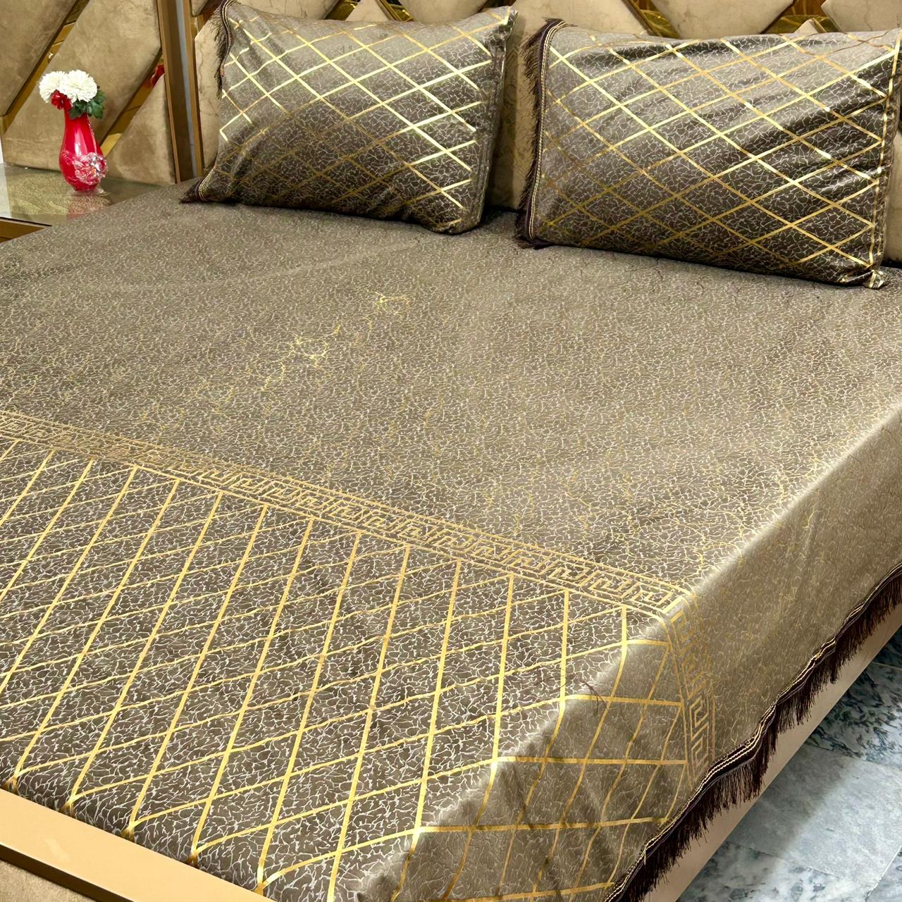 Luxury Texture Velvet Bedsheet – 3 Piece Soft & Premium Bedding Set
