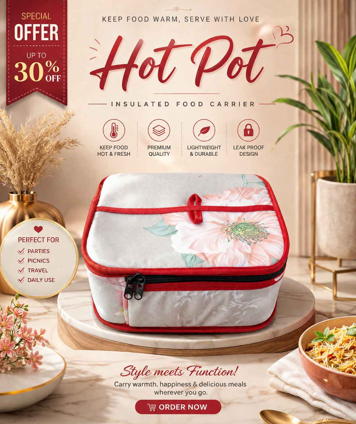 Premium Insulated Hot Pot Food Carrier