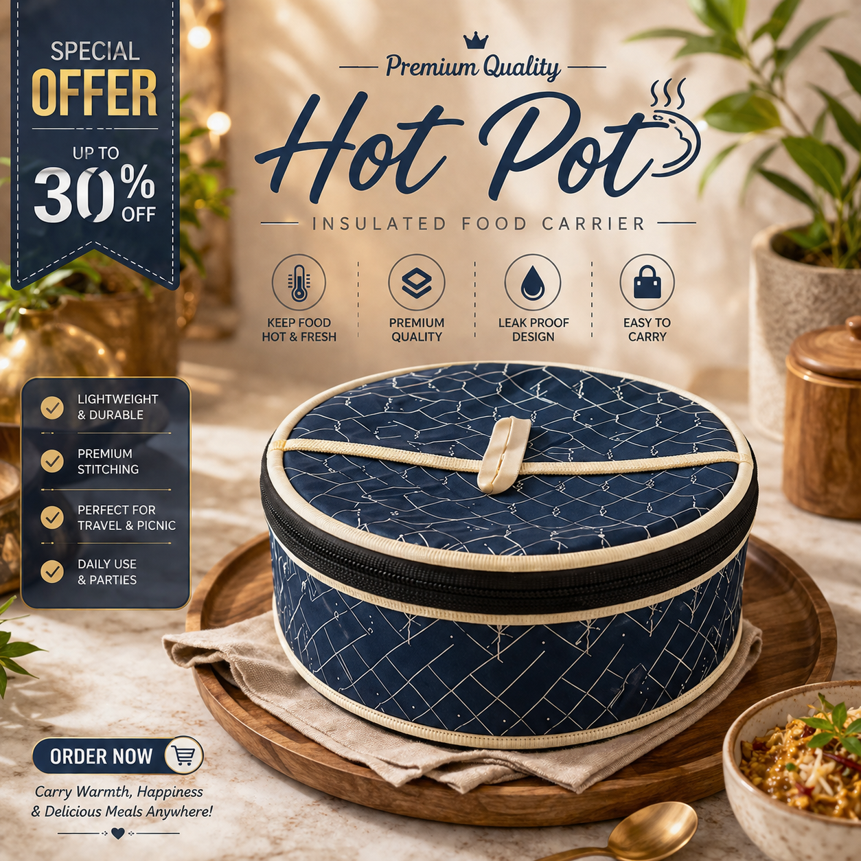 Premium Insulated Hot Pot Food Carrier