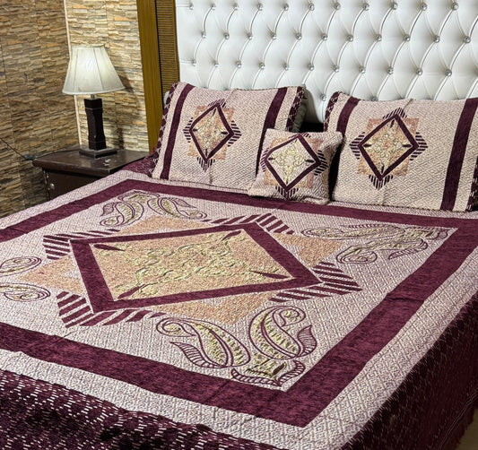 4 pc velvet jacquard bedsheet