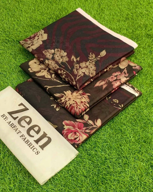Zeen  unstitched lawn 3 pc