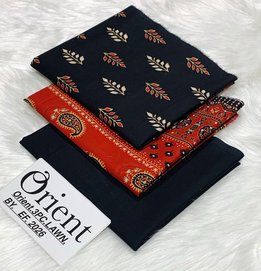 Orient unstitched lawn 3 pc