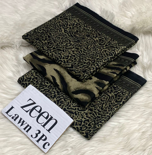 Zeen  unstitched lawn 3 pc