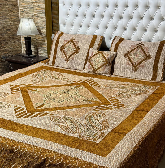 4 pc velvet jacquard bedsheet