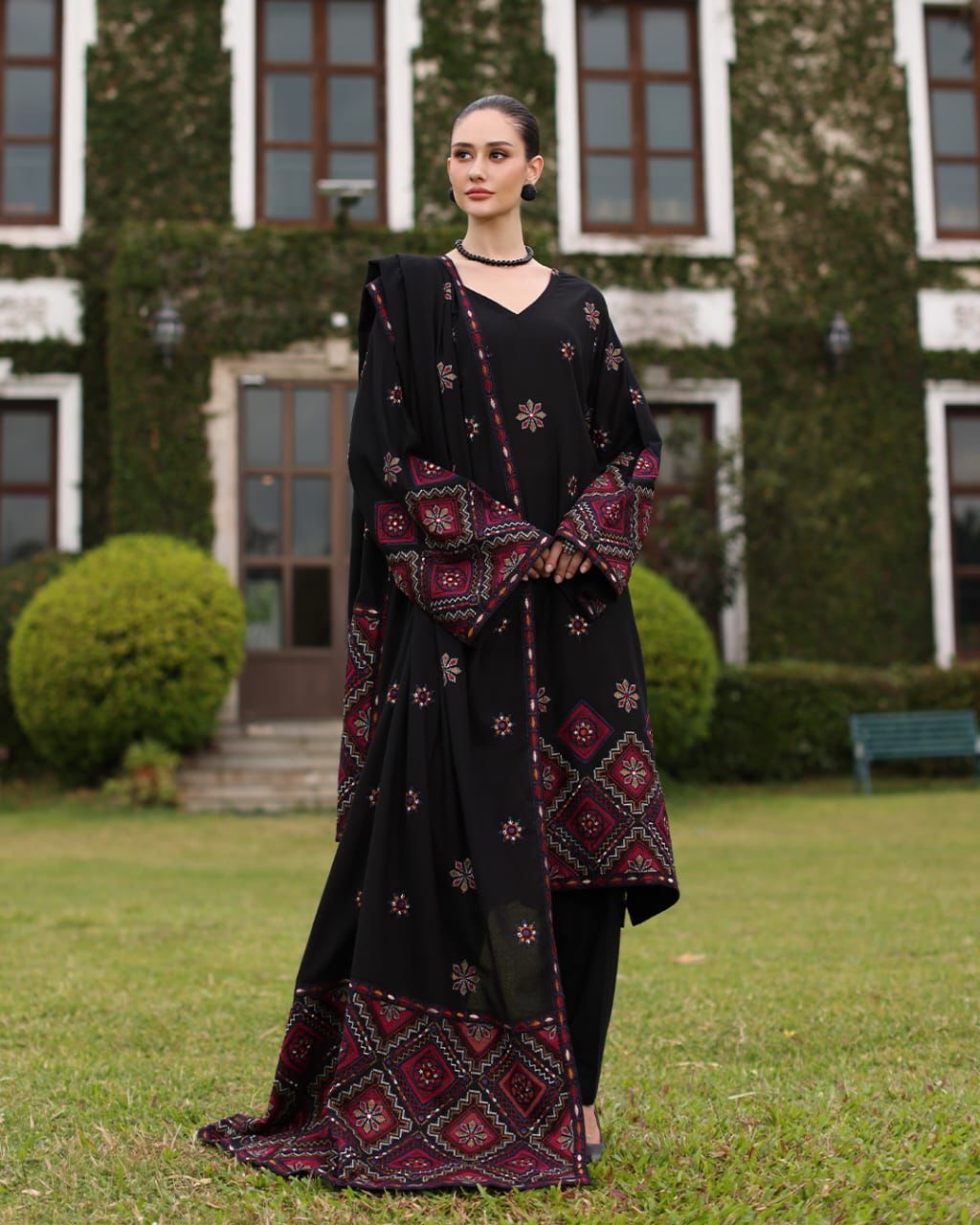 Premium 3-Piece Embroidered Dhanak Collection