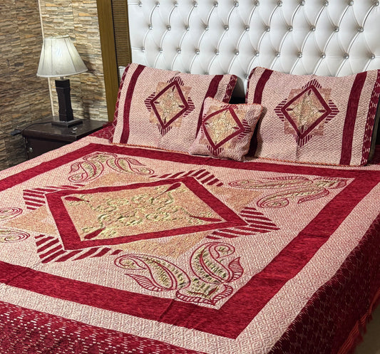 4 pc velvet jacquard bedsheet