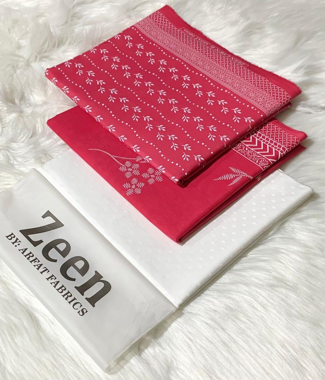 Zeen  unstitched lawn 3 pc