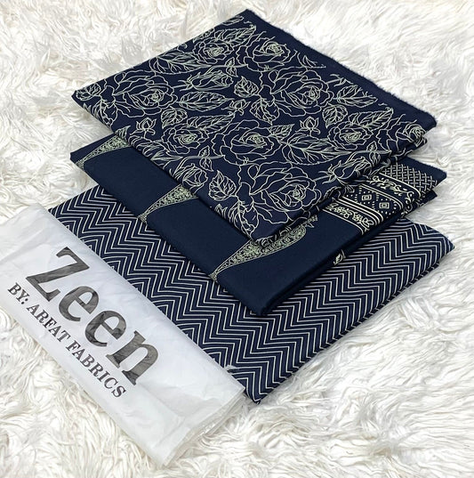 Zeen  unstitched lawn 3 pc