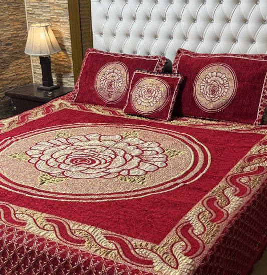 4 pc velvet jacquard bedsheet