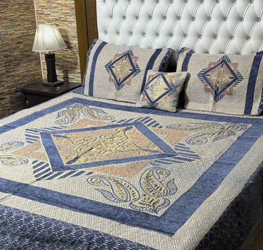 4 pc velvet jacquard bedsheet