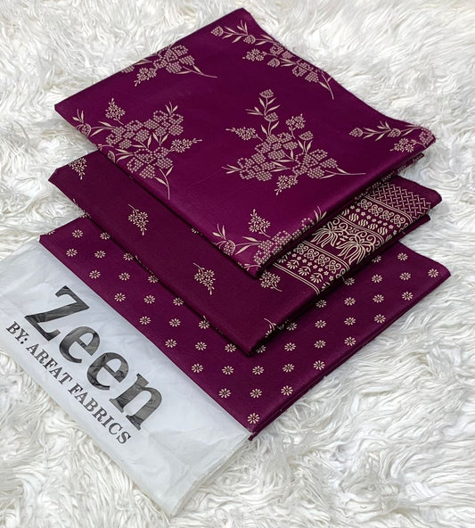 Zeen  unstitched lawn 3 pc
