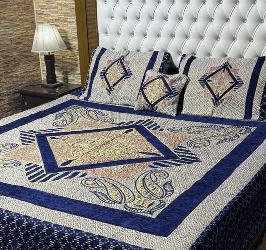 4 pc velvet jacquard bedsheet