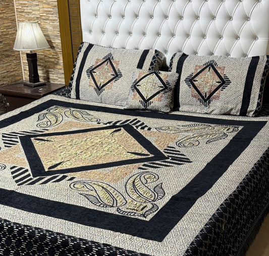 4 pc velvet jacquard bedsheet