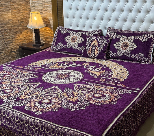 4 pc velvet jacquard bedsheet