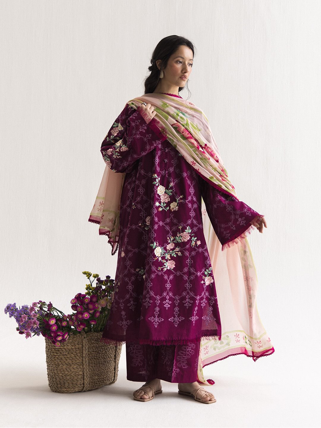 Premium 3-Piece Embroidered Dhanak Collection
