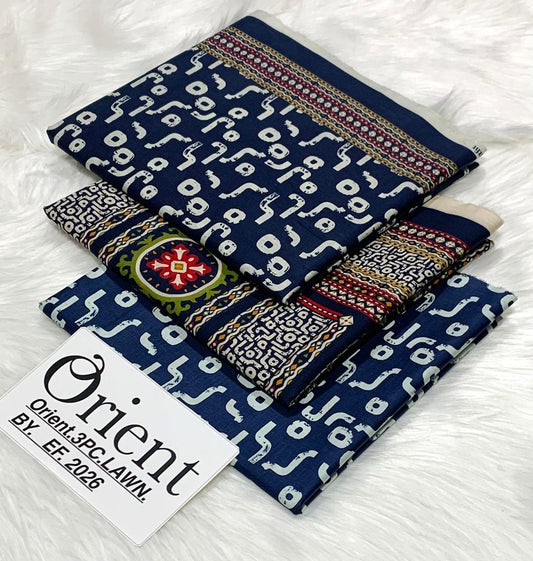 Orient unstitched lawn 3 pc