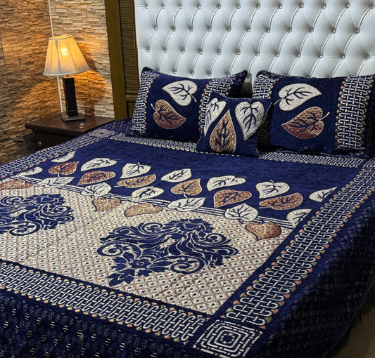 4 pc velvet jacquard bedsheet