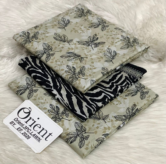 Orient unstitched lawn 3 pc