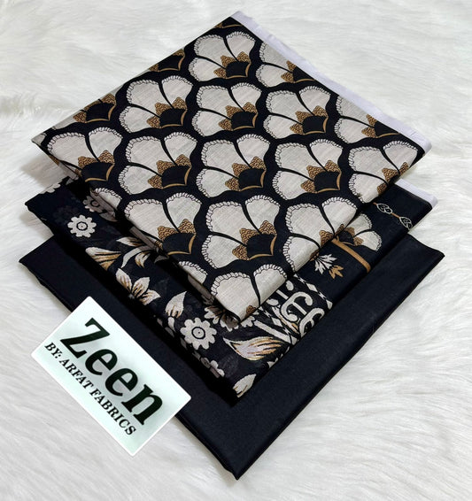 Zeen  unstitched lawn 3 pc