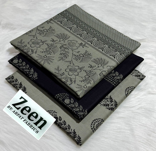 Zeen  unstitched lawn 3 pc
