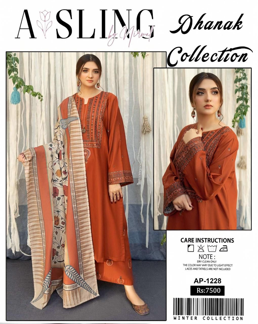 Premium 3-Piece Embroidered Dhanak Collection
