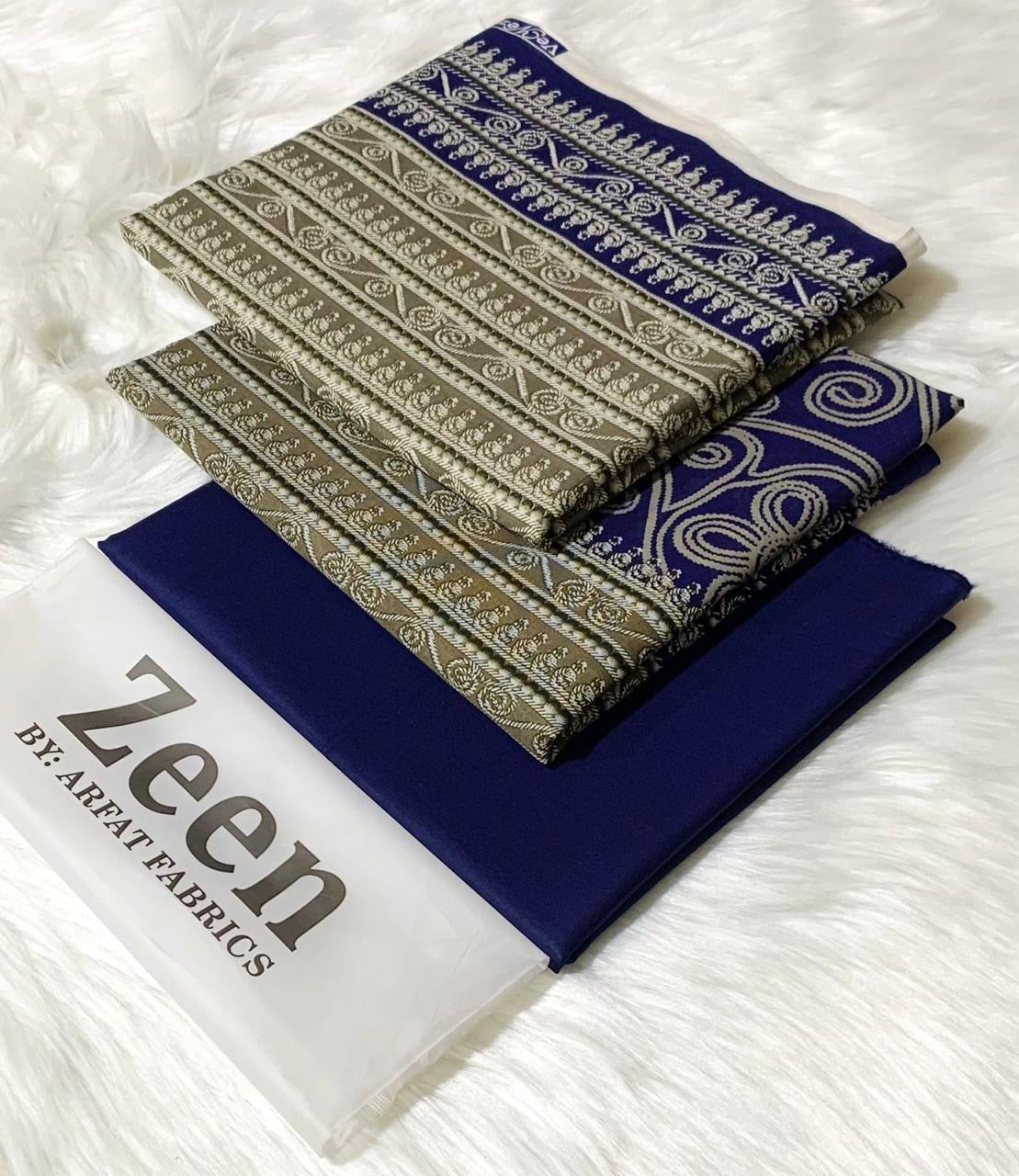 Zeen  unstitched lawn 3 pc