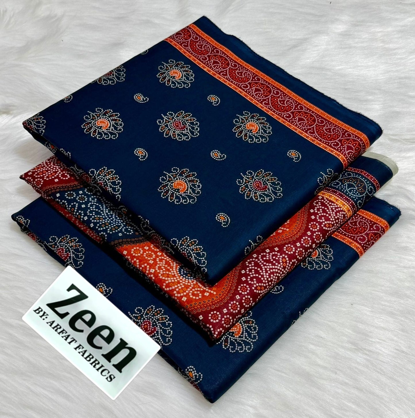 Zeen  unstitched lawn 3 pc