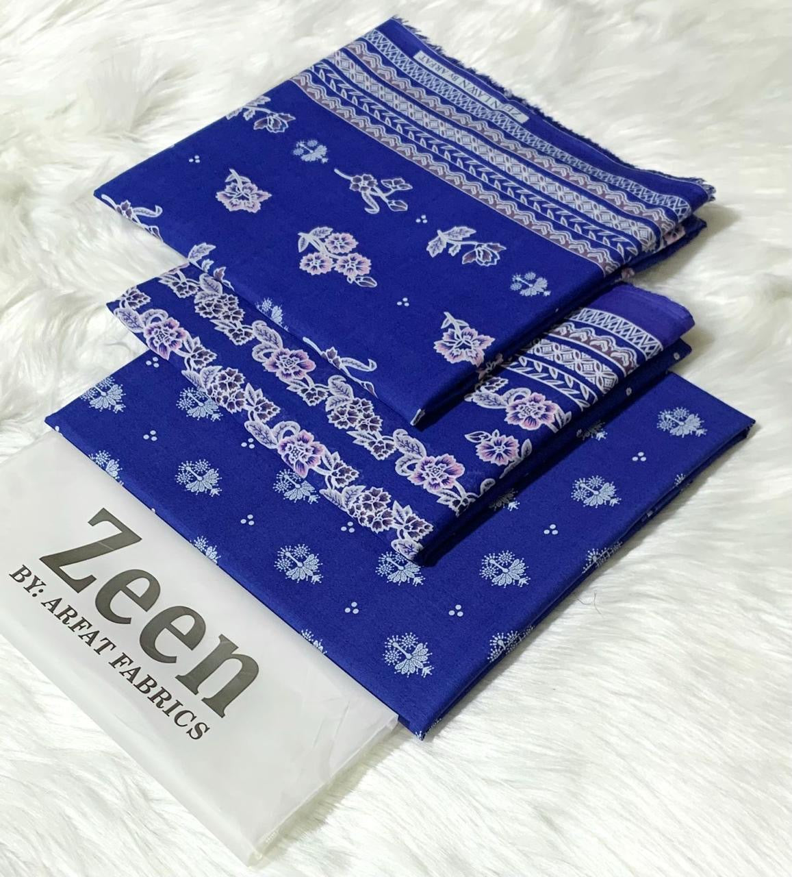 Zeen  unstitched lawn 3 pc