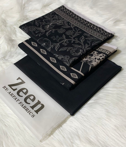 Zeen  unstitched lawn 3 pc