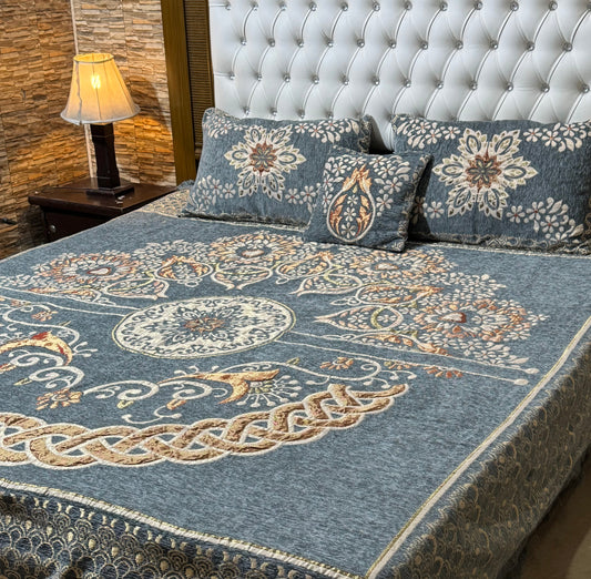 4 pc velvet jacquard bedsheet