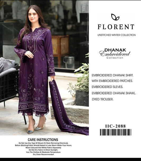 Unstiched winter 3 pc dhanak collection