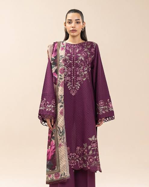 Premium 3-Piece Embroidered Dhanak Collection