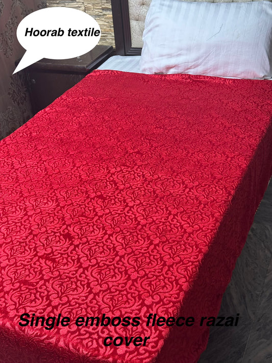Single Emboss Fleece Razai Cover – Soft & Warm Winter Bedding
