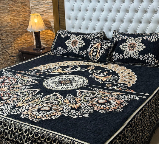 4 pc velvet jacquard bedsheet
