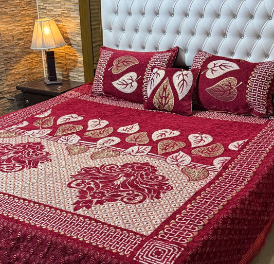 4 pc velvet jacquard bedsheet