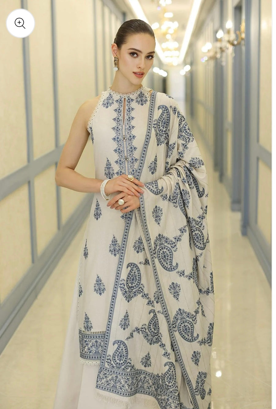 BAREEZE WINTER DHANAK UNSTITCHED 3PC WITH HEAVY EMBROIDERED SHAWL