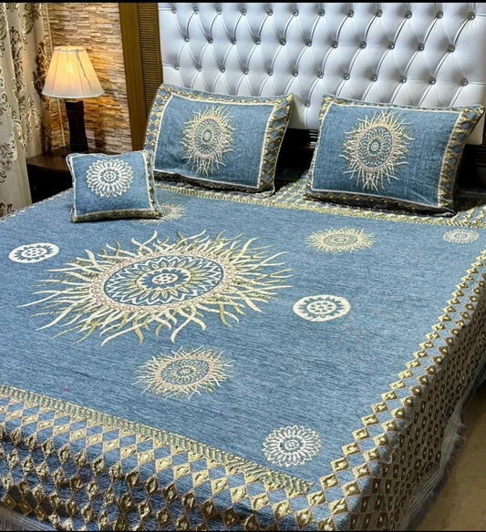 4 pc velvet jacquard bedsheet