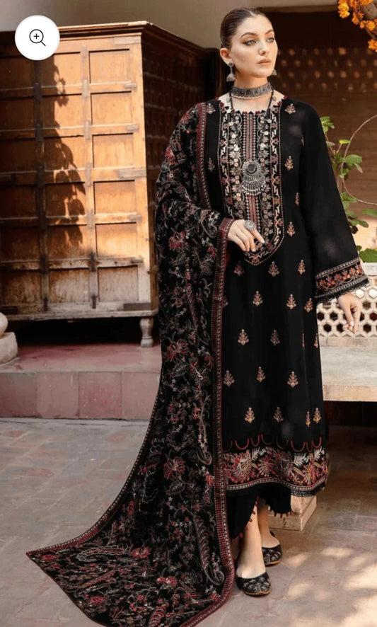 BAREEZE WINTER DHANAK UNSTITCHED 3PC WITH HEAVY EMBROIDERED SHAWL