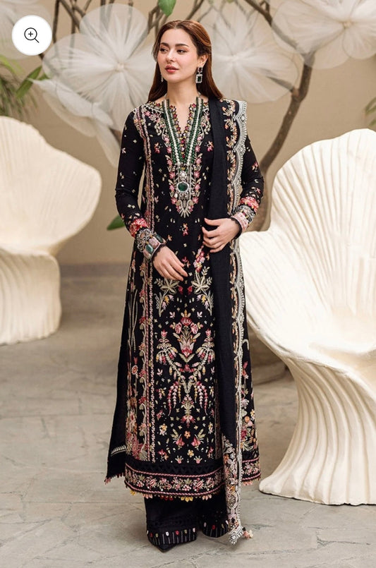 QALAMKAR WINTER UNSTITCHED DHANAK EMBROIDERED 3PC WITH EMBROIDERED SHAWL