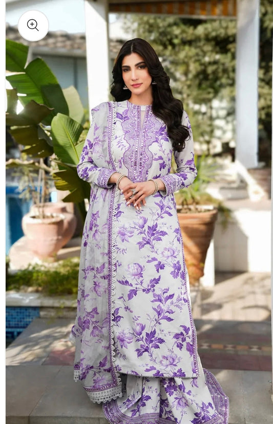 Aneela Luxury Lawn summer 3pc With Soft Chiffon Dupatta