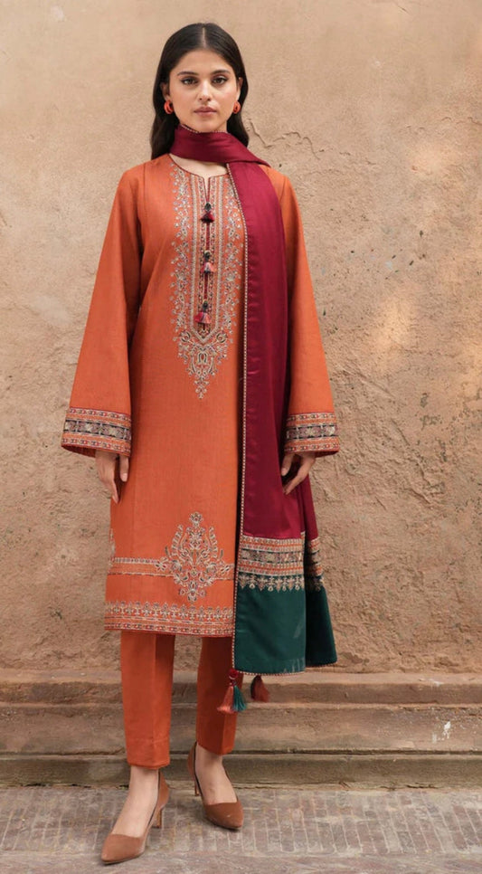 JAZMIN WINTER DHANAK UNSTITCHED 3PC WITH PRINTED WOOL SHAWL