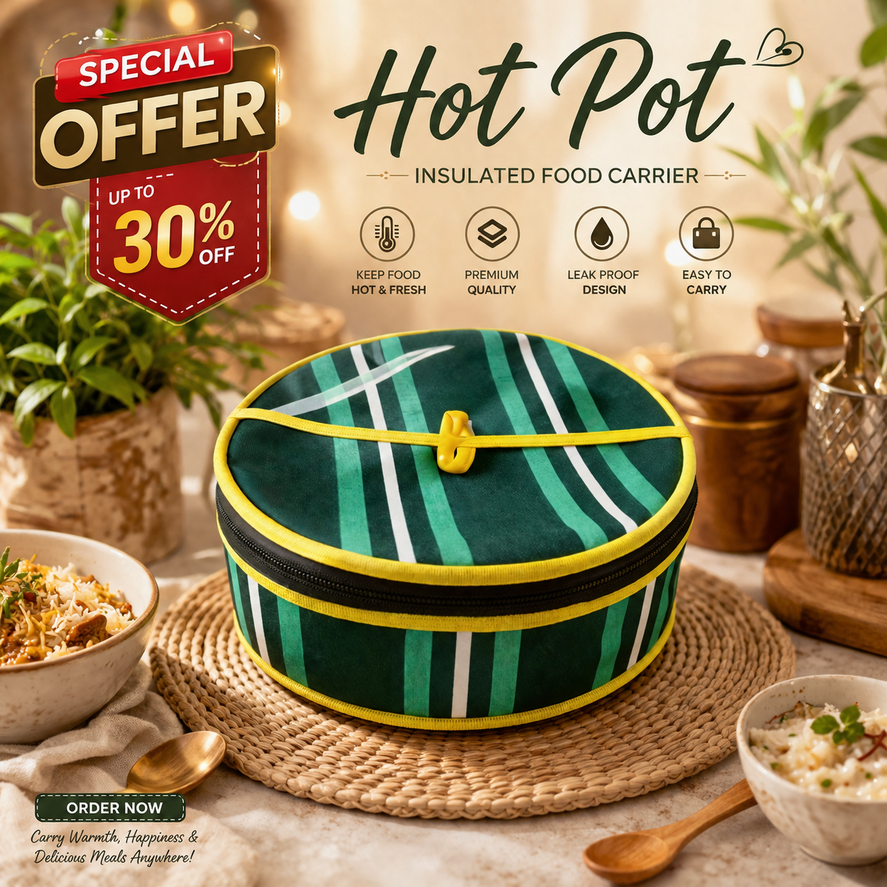 Premium Insulated Hot Pot Food Carrier