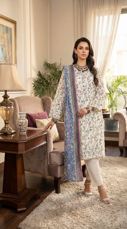 Zesh  brand  Ladies 3 Piece Lawn Suit – Unstitched – Summer Collection