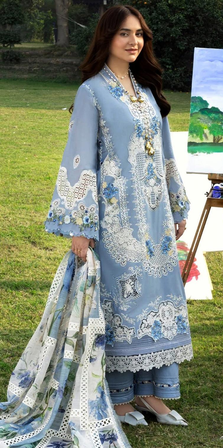 Premium 3-Piece Embroidered Dhanak Collection )