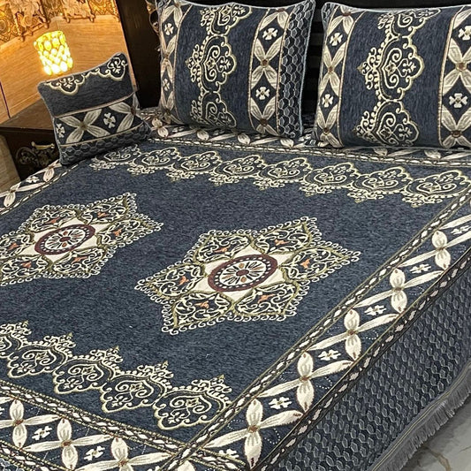 4 pc velvet jacquard bedsheet
