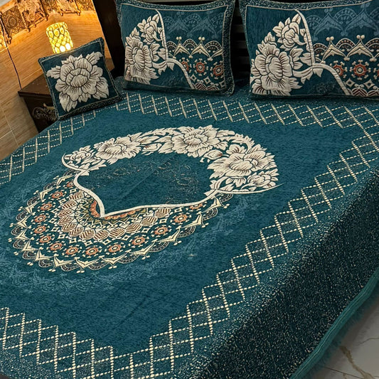 4 pc velvet jacquard bedsheet