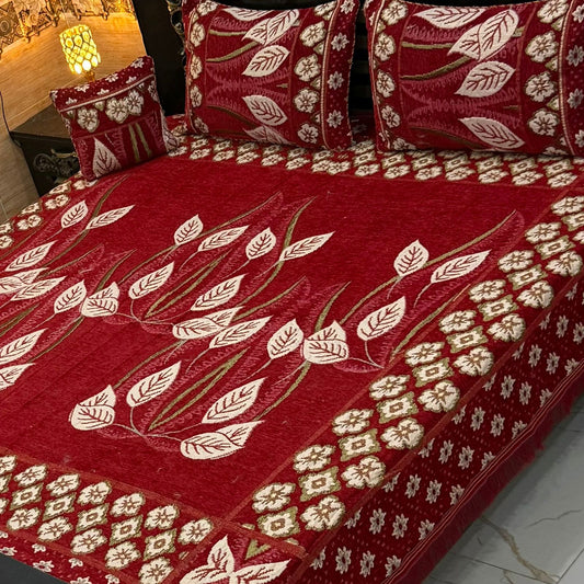 4 pc velvet jacquard bedsheet
